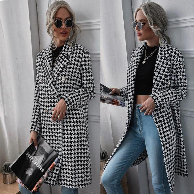 Damen Karierter Longblazer mit elegantem Schnitt R&B