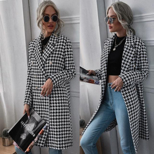 Damen Karierter Longblazer mit elegantem Schnitt R&B