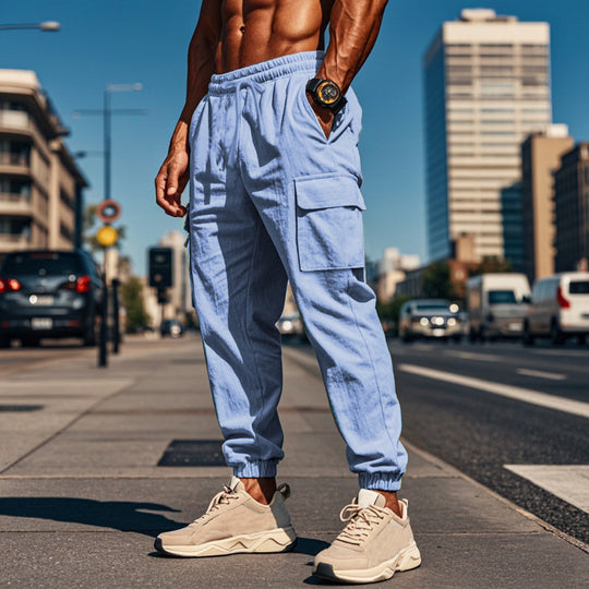 Herren lässige Cargo-Hose mit praktischen Seitentaschen und elastischem Bund R&B