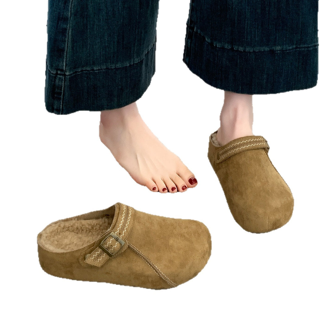 Damen Komfort Clogs mit warmem Innenfutter und modischer Schnalle R&B