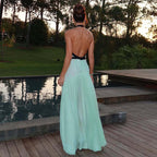 Damen Maxikleid mit tiefem V-Ausschnitt und innovativer Raffung R&B
