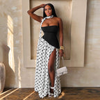 Damen Wickelkleid mit asymmetrischem Saum und Punkten R&B