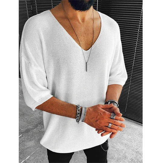 Herren Übergröße V-Ausschnitt Pullover R&B