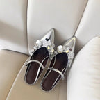 Damen Slingback-Pumps mit floralem Strassbesatz und elegantem Design