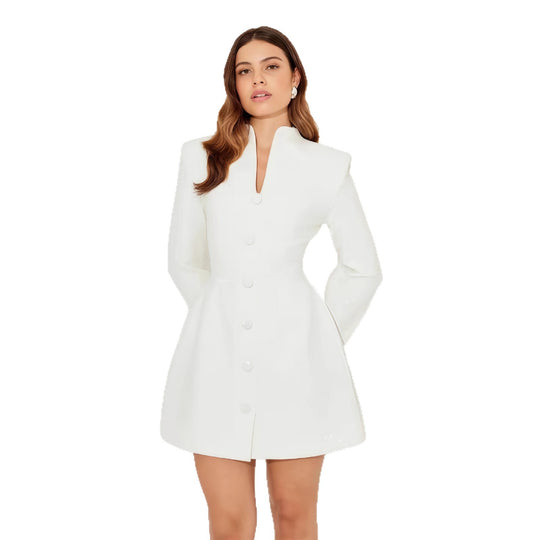 Damen Elegantes Mini-Kleid mit strukturiertem Design und raffinierten Knopfdetails R&B