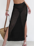Damen transparenter Strandrock mit seitlichen Schlitzen R&B