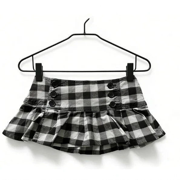 Damen Gingham Rüschenrock mit Knopfdetails R&B