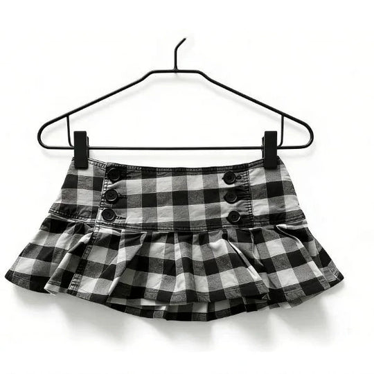 Damen Gingham Rüschenrock mit Knopfdetails R&B