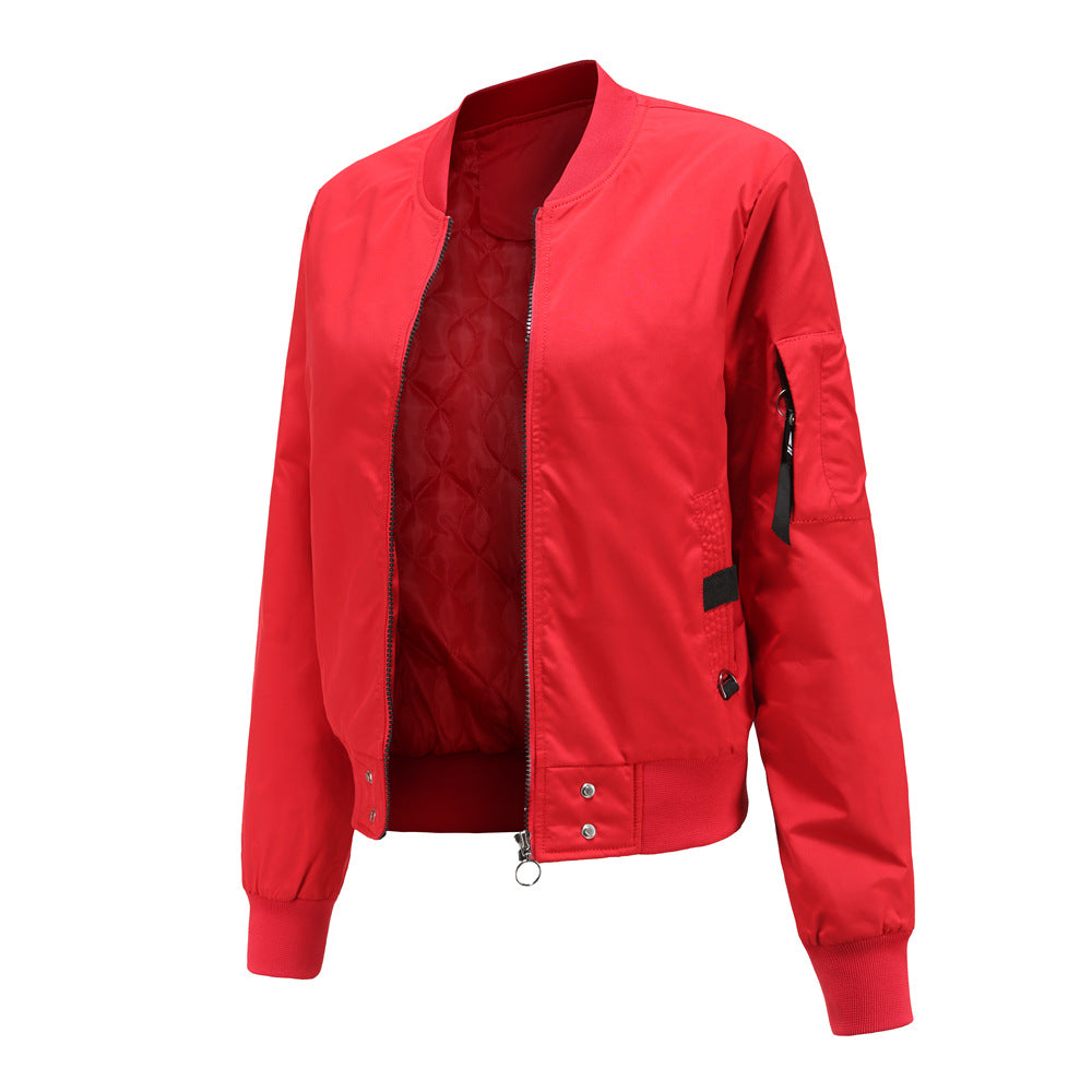 Damen modische Bomberjacke mit praktischen Taschen und seitlichen Einsätzen R&B