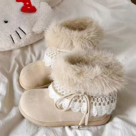 Damen Kuschelige Winterstiefel mit dekorativem Fellkragen und hochwertigem Obermaterial R&B