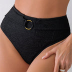 Damen Hochgeschnittener Bikini mit elastischem Bund und modischem Riemen R&B