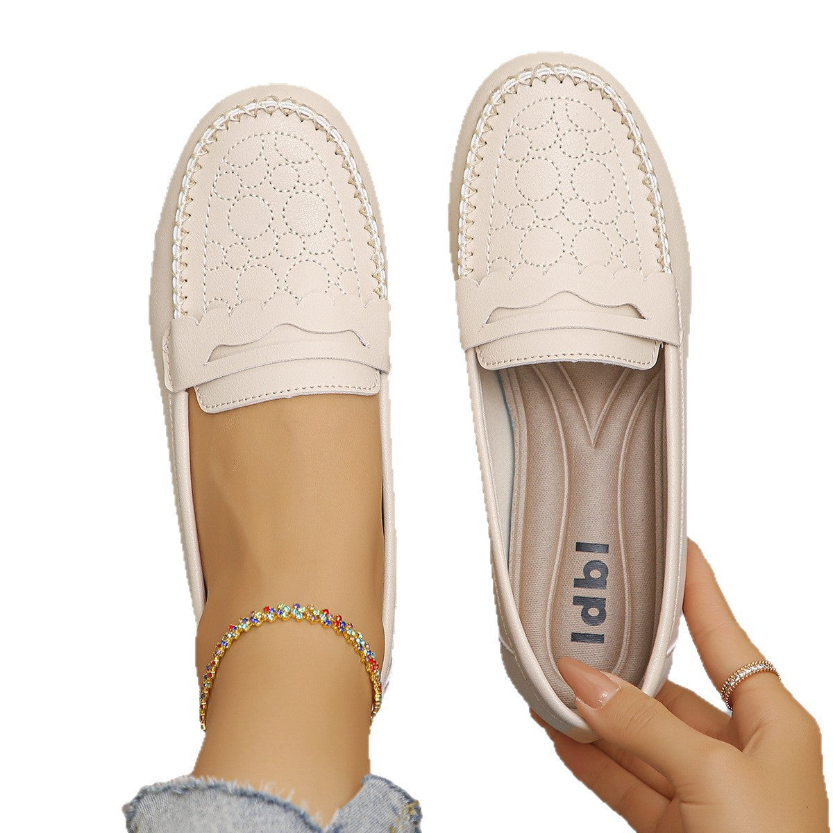 Damen Elegante Mokassins mit floralen Details R&B