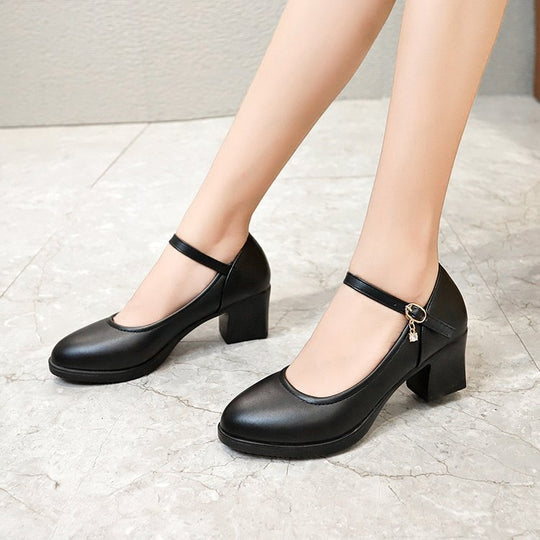 Damen elegante Mary Jane Pumps mit stabiler Sohle R&B