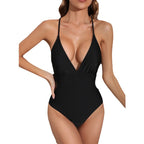 Damen Einteiler-Badeanzug mit tiefem V-Ausschnitt und verführerischen Cut-Outs R&B