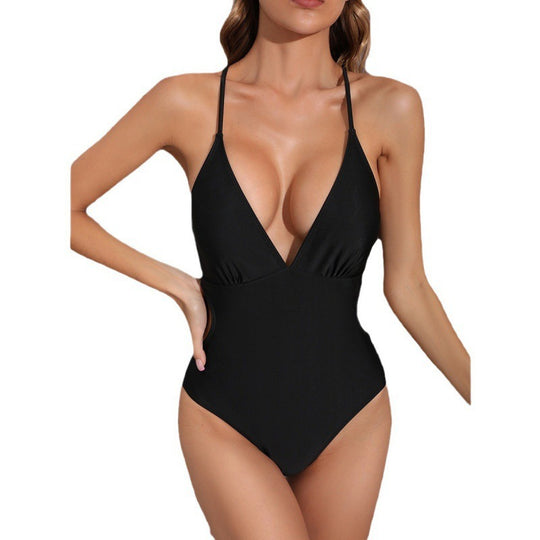 Damen Einteiler-Badeanzug mit tiefem V-Ausschnitt und verführerischen Cut-Outs R&B