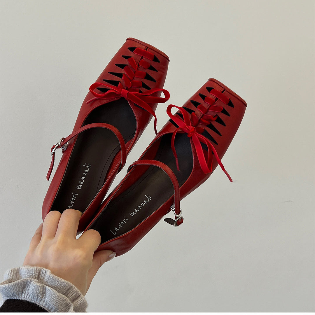 Damen elegante Schnür-Ballerinas mit Riemchen R&B