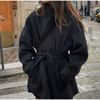 Damen bequeme Trenchcoatjacke mit Gürtel und voluminösen Ärmeln R&B