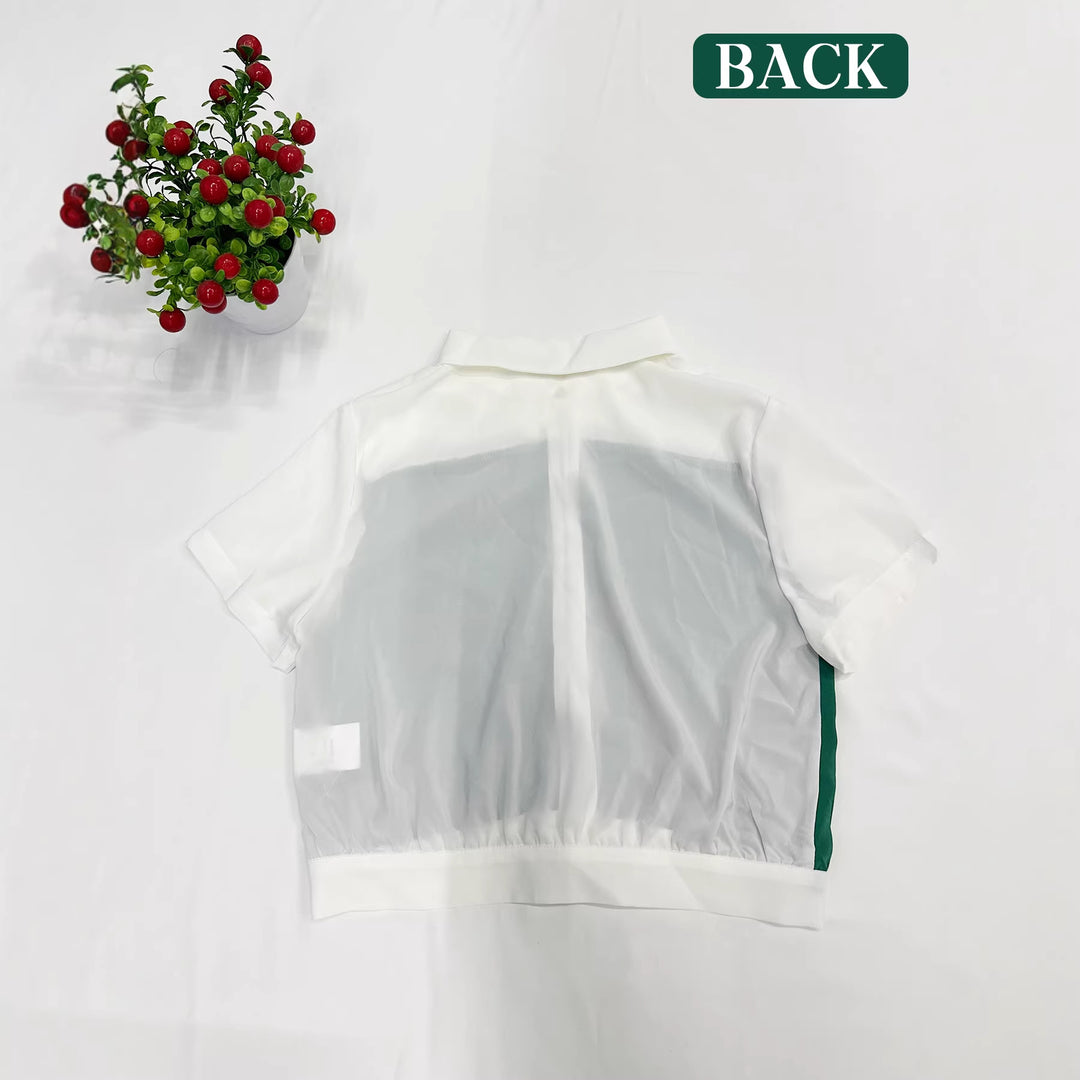 Damen Cropped Hemd mit elegantem Farbblockdesign R&B