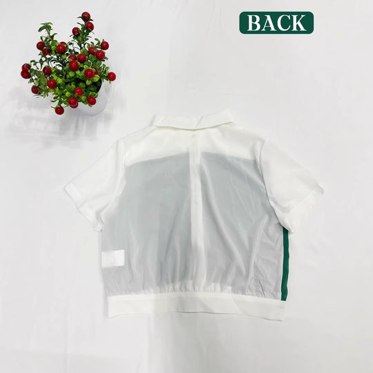 Damen Cropped Hemd mit elegantem Farbblockdesign R&B