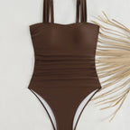 Damen Sportlicher Einteiler Badeanzug mit Rüschendetails R&B