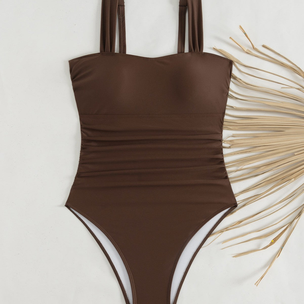 Damen Sportlicher Einteiler Badeanzug mit Rüschendetails R&B
