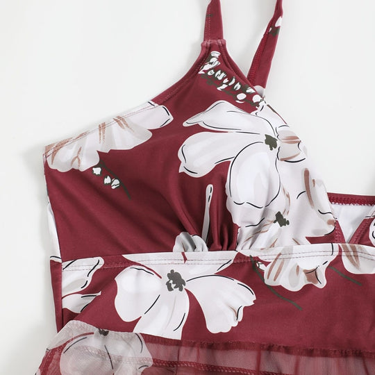 Damen Strandkleid mit floralem Überwurf R&B