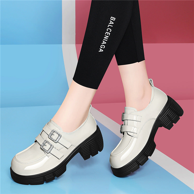 Damen Modische Plateau-Schnürschuhe mit doppeltem Riemenverschluss R&B