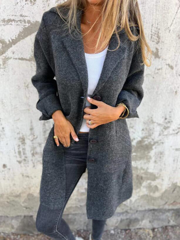 Damen eleganter Wollmantel mit praktischen Taschen R&B