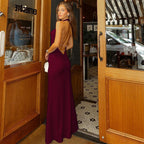 Damen Maxikleid mit eleganter Halter-Cowl-Neck-Design und figurbetontem Schnitt R&B