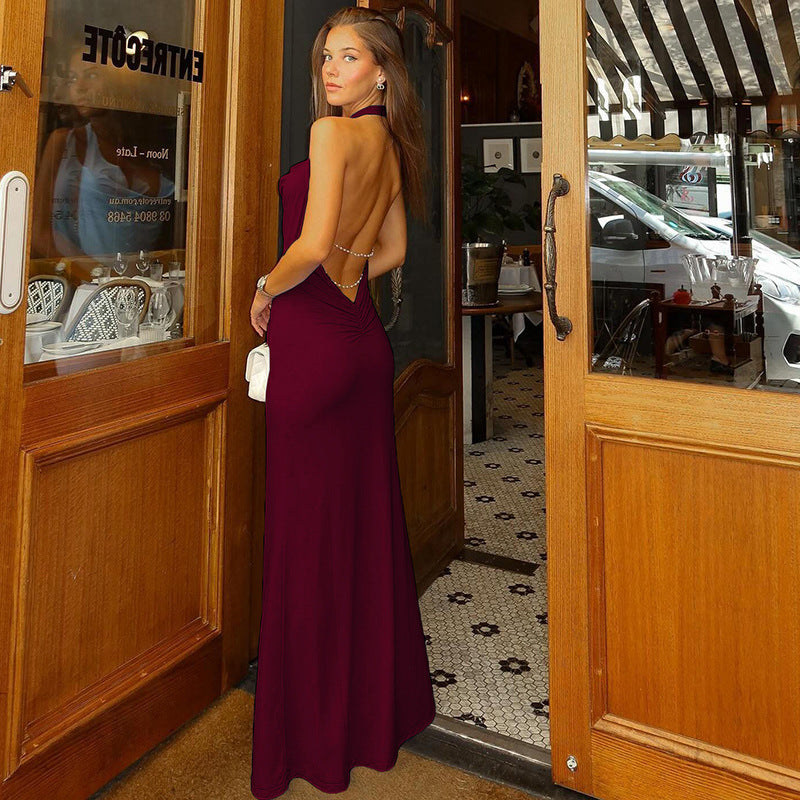 Damen Maxikleid mit eleganter Halter-Cowl-Neck-Design und figurbetontem Schnitt R&B