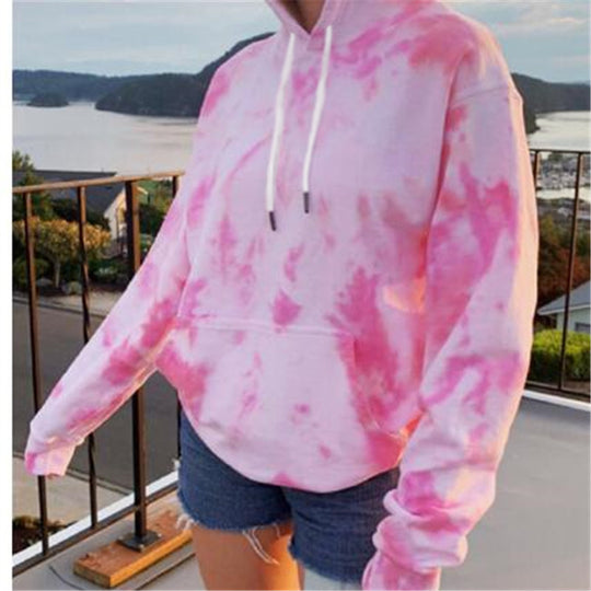 Damen lässiger Kapuzenpullover mit einzigartigem Batikdesign R&B