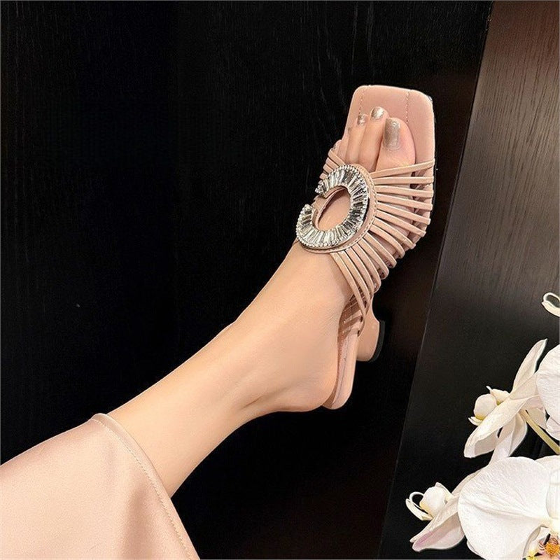 Damen elegante Riemchen-Sandalen mit Schmuckdetail R&B