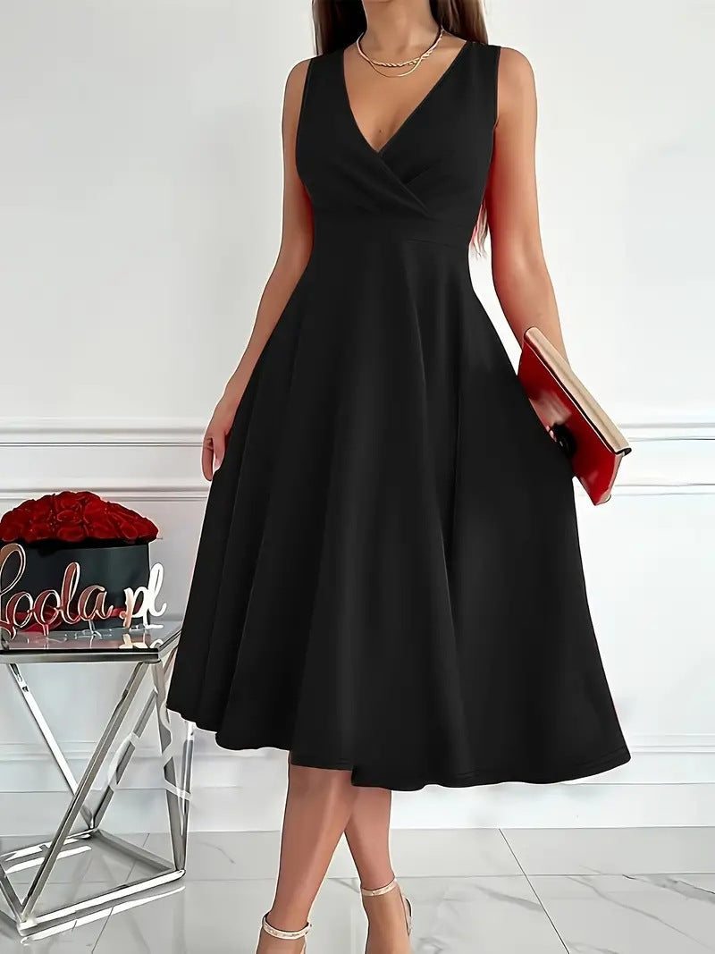 R&B | Einfarbiges Tankkleid Asymmetrischer Ausschnitt Kleid