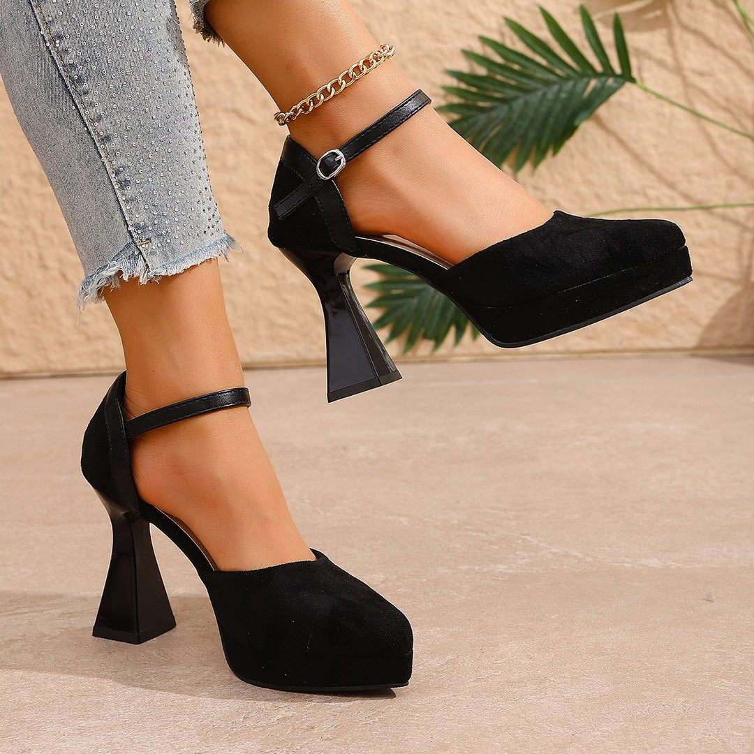 Damen Elegante Plateau-Pumps mit Riemchen R&B