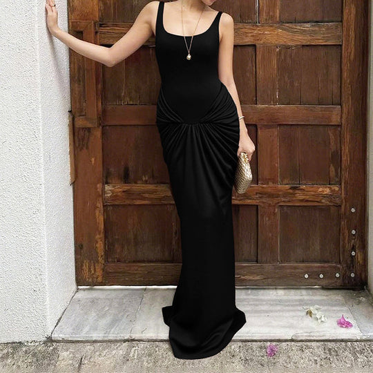Damen Elegantes bodenlanges Kleid mit raffiniertem Drapierungseffekt R&B