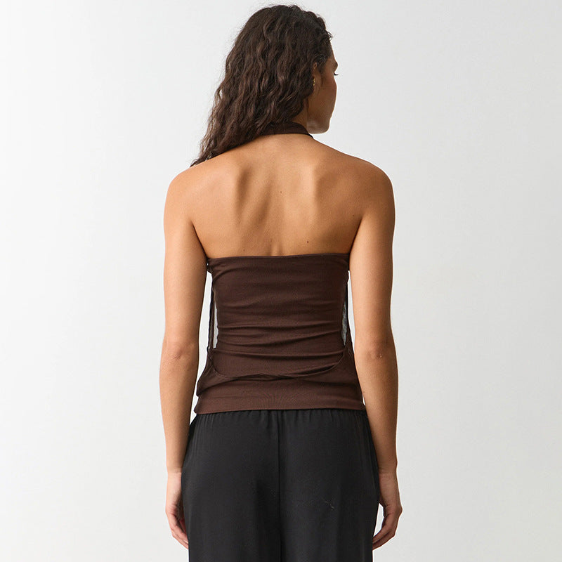 Damen Verspielt drapiertes Haltertop R&B