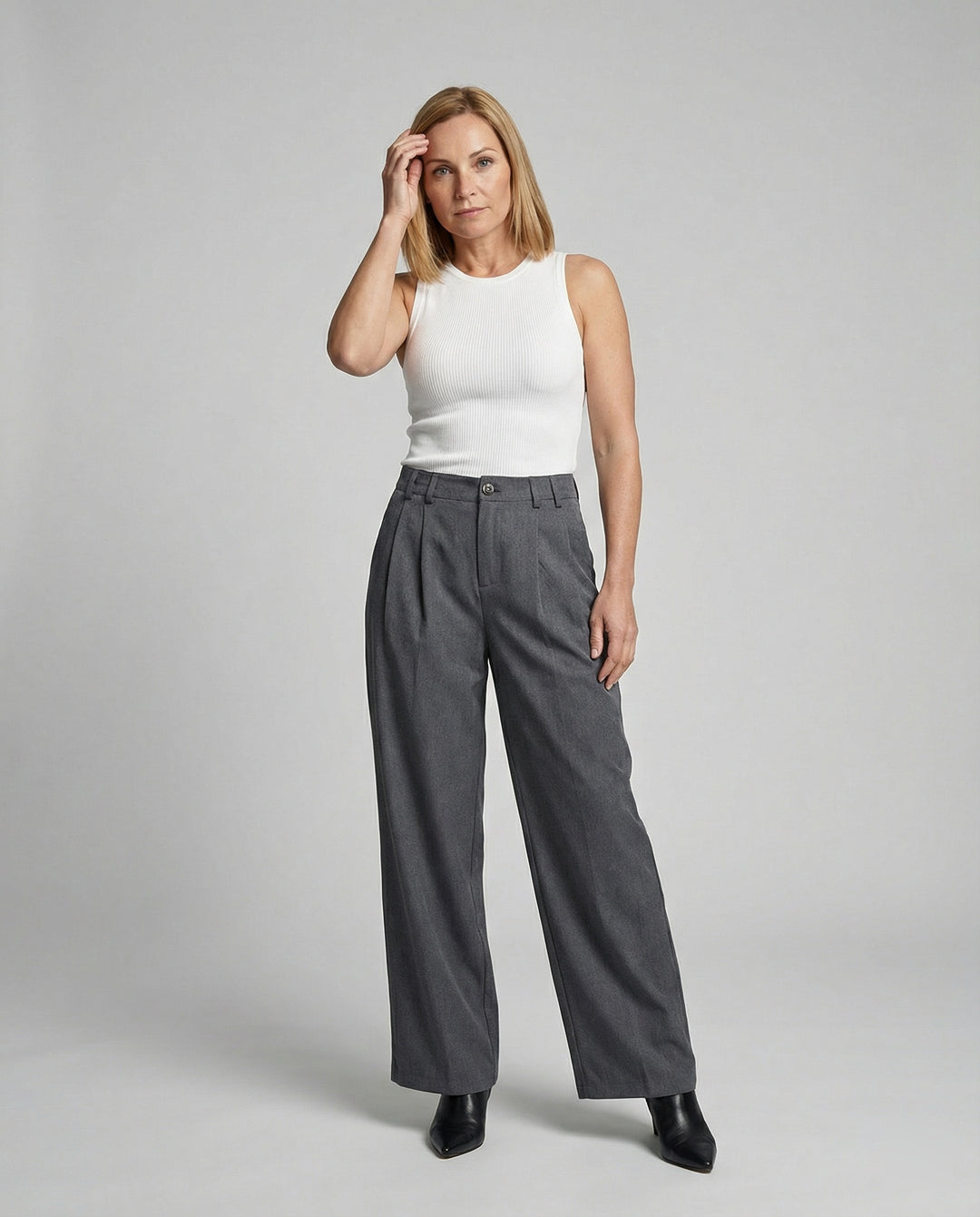 Freizeitkleidung Damen Bundfaltenhose Weit
