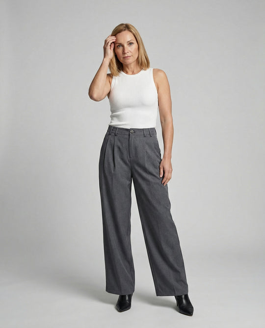 Freizeitkleidung Damen Bundfaltenhose Weit