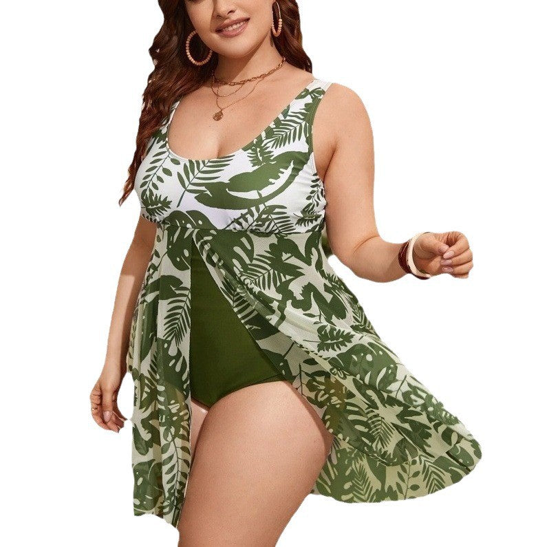 Damen Badeanzug mit floralem Überrock R&B
