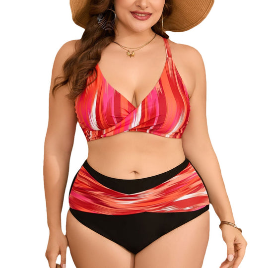 Damen Hochtaillierter Bikini mit Wickeloberteil R&B