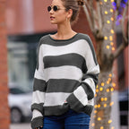 Damen Strickpullover mit modernen Streifen und lässigem Schnitt R&B