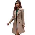 Damen eleganter Wollmantel mit doppelter Knopfreihe und praktischen Taschen R&B