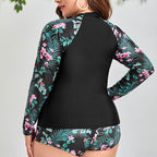 Damen Sportliche Bademode mit langen Ärmeln und floralem Design R&B
