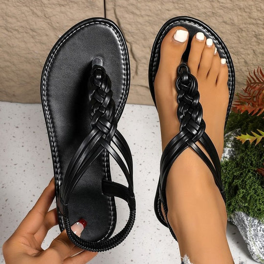 Damen geschlossene Zehentrenner-Sandalen mit geflochtenem Riemendesign R&B