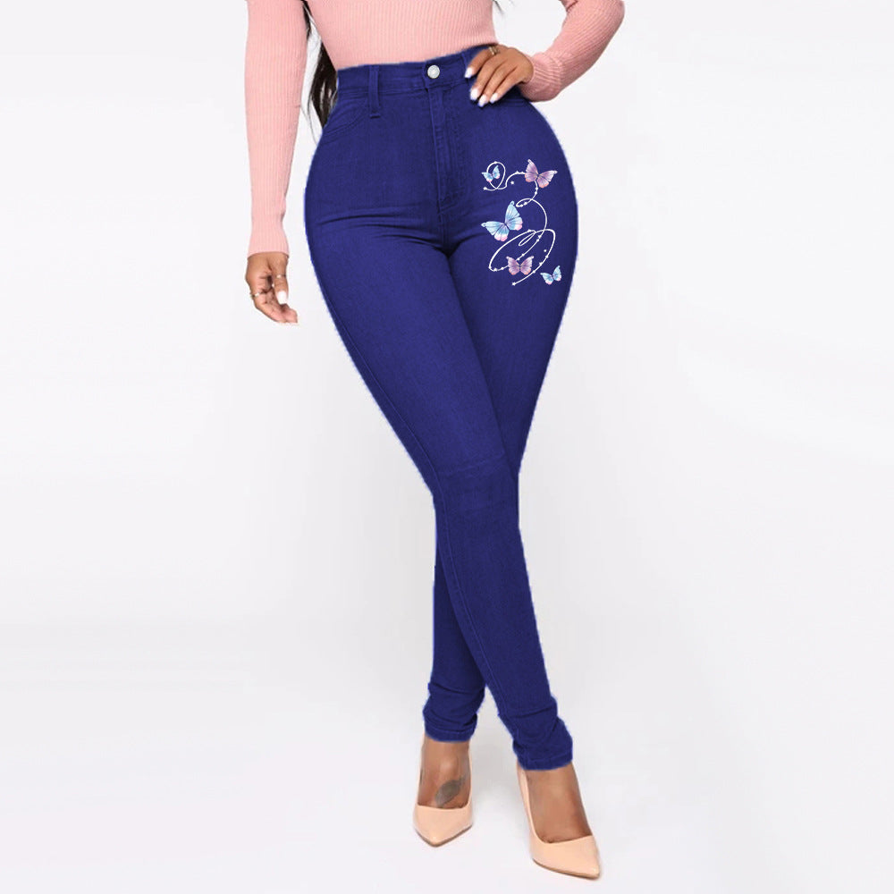Damen Slim-Fit Jeans mit floralem Stickdesign R&B