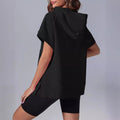 Damen lässiger Kapuzenpullover mit halbem Reißverschluss R&B