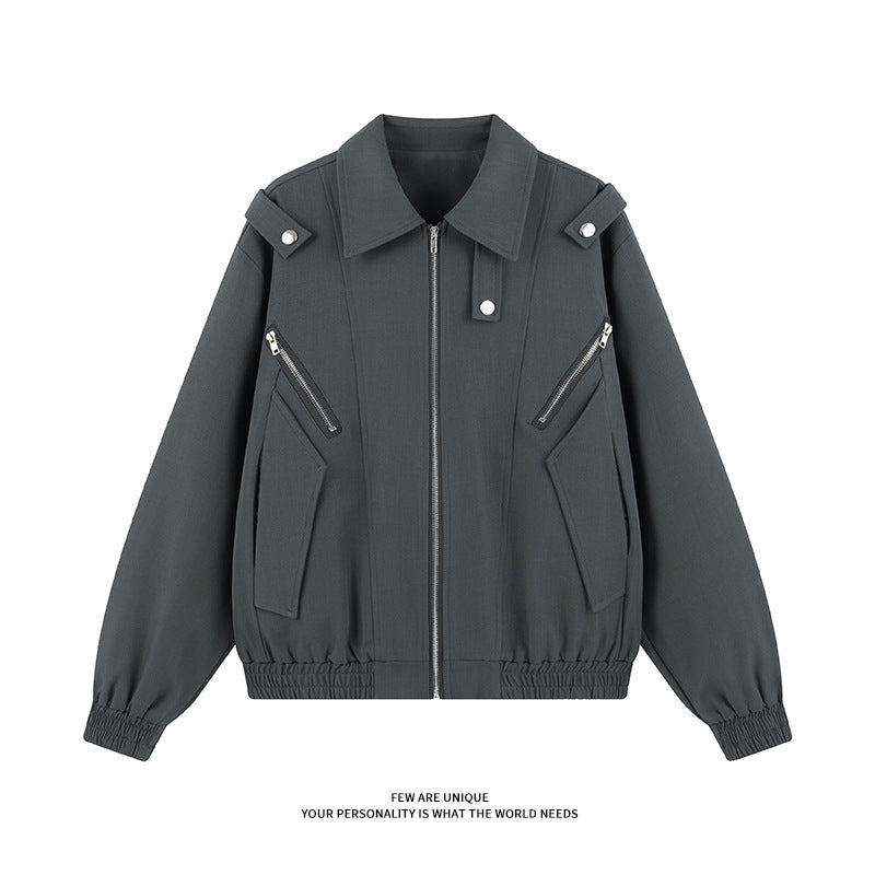 Damen stylische Windjacke mit funktionalen Reißverschlusstaschen und elastischen Bündchen R&B