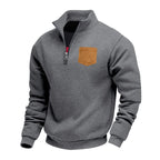 Herren eleganter Sweatpullover mit halbem Reißverschluss und praktischer Brusttasche R&B