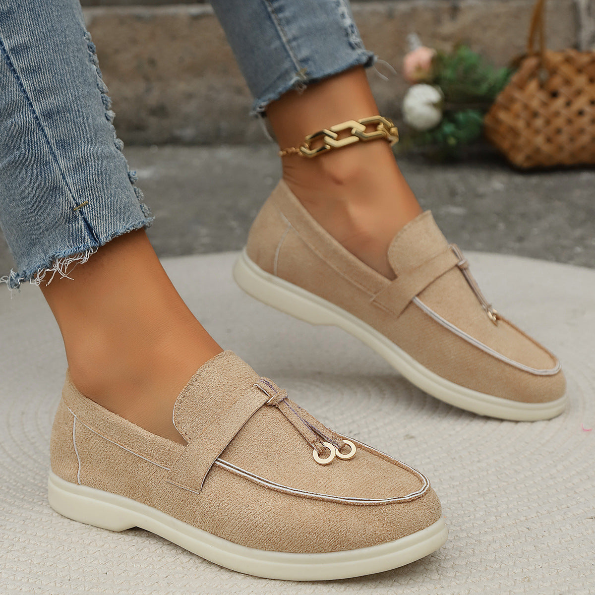 Damen Mokassins mit modischem Design und goldenen Akzenten R&B