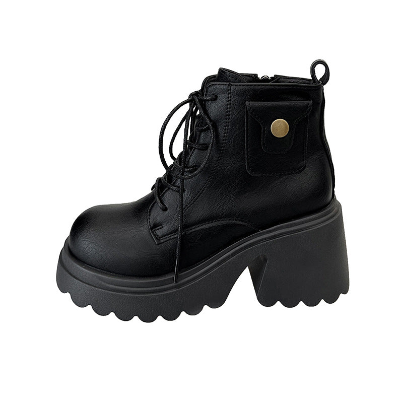 Damen Chunky Stiefel mit hohem Absatz und seitlichem Reißverschluss R&B